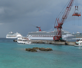 cruise Carnival cruise ship docked just off of Grand Cayman Island.