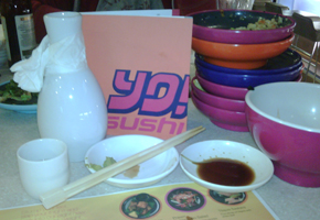 sushi We rounded the corner to satisfy my craving for Chinese, when we stumbled upon one of our fave sushi concepts-conveyor belt sushi! Much deliciousness was consumed.