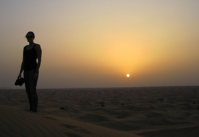 b_desertsunset There were multiple times that I was sure we were going to roll our car and tumble down the dune but our driver was an expert and always corrected his skids right before flipping. We went barralling over hills and skidding down dunes for about 30 minutes before stopping for a photo shoot on the dunes at sunset.